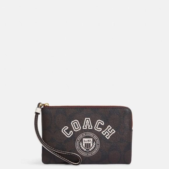 COACH SIGNATURE VARSITY ZIP WRISTLET/ POCHETTE - Picture 3 of 9
